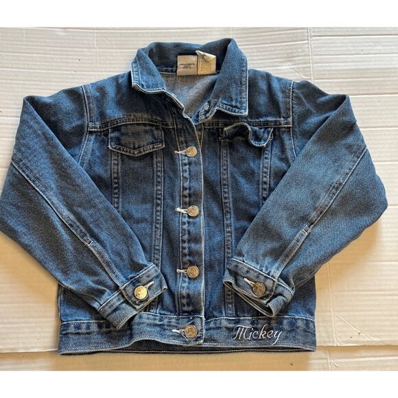 VTG-Y2K-Disney Mickey & Co. Denim Jacket With Crochet Patchwork Details  Size 6X - Picture 2 of 10